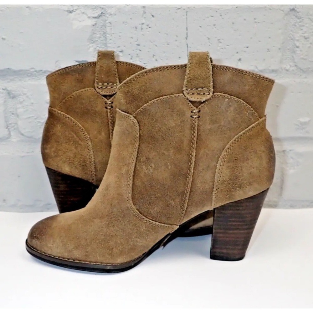 Clarks Women's Ankle Heeled Boots Size 5.5 Brown Leather Suede - Picture 5 of 7